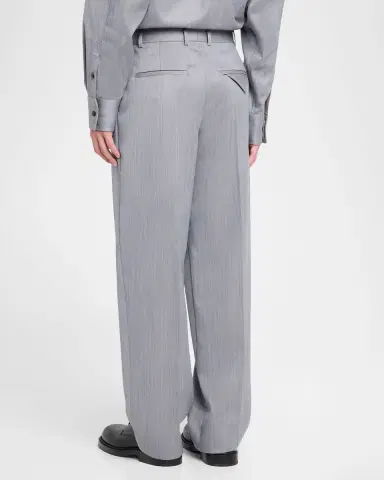 Bottega Veneta Men's Wool Chevron Pleated Wide-Leg Trousers | Thumbnail 2 Bottega Veneta Men's Wool Chevron Pleated Wide-Leg Trousers | Thumbnail 2