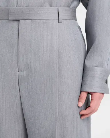 Bottega Veneta Men's Wool Chevron Pleated Wide-Leg Trousers | Thumbnail 5 Bottega Veneta Men's Wool Chevron Pleated Wide-Leg Trousers | Thumbnail 5