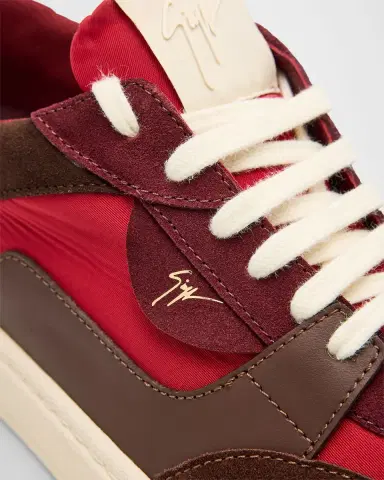 Giuseppe Zanotti Men's Textile and Leather Low-Top Sneakers | Thumbnail 3 Giuseppe Zanotti Men's Textile and Leather Low-Top Sneakers | Thumbnail 3