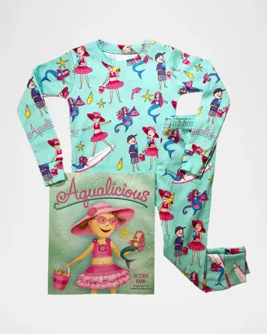 Books To Bed Girl's "Aqualicious" Pajama & Book Set | Thumbnail 2 Books To Bed Girl's "Aqualicious" Pajama & Book Set | Thumbnail 2