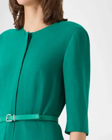 Akris Pleated Wool Belted Midi Dress | Thumbnail 5 Akris Pleated Wool Belted Midi Dress | Thumbnail 5