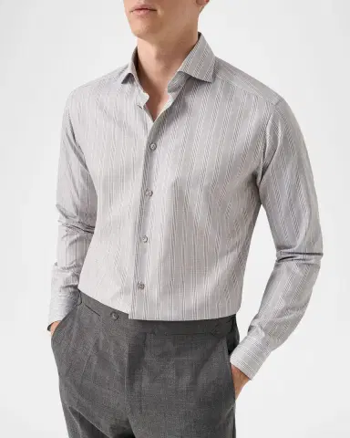 Eton Men's Elevated Cotton Linen Contemporary-Fit Dress Shirt | Thumbnail 4
