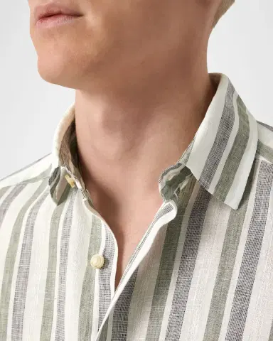 Eton Men's Double-Stripe Linen Button-Down Shirt | Thumbnail 4