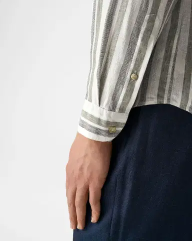Eton Men's Double-Stripe Linen Button-Down Shirt | Thumbnail 5