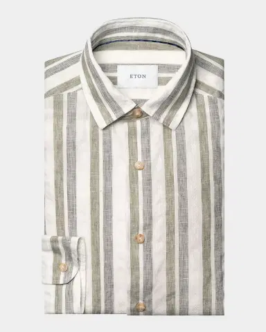 Eton Men's Double-Stripe Linen Button-Down Shirt | Thumbnail 7