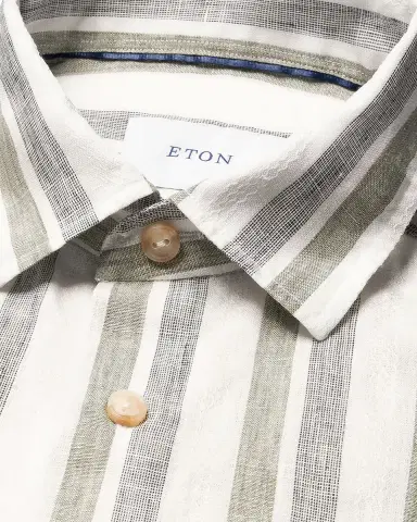Eton Men's Double-Stripe Linen Button-Down Shirt | Thumbnail 8