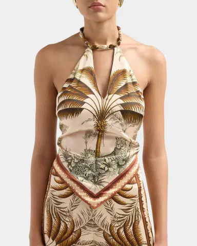 Retrofête Zaphira Beaded Satin Halter Top | Thumbnail 5 Retrofête Zaphira Beaded Satin Halter Top | Thumbnail 5