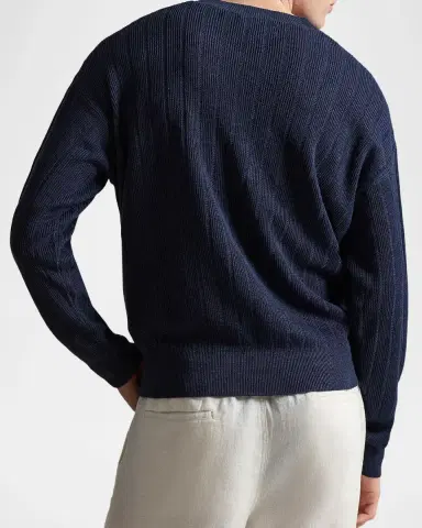 Polo Ralph Lauren Men's Relaxed Fit Textured Linen Sweater | Thumbnail 3 Polo Ralph Lauren Men's Relaxed Fit Textured Linen Sweater | Thumbnail 3