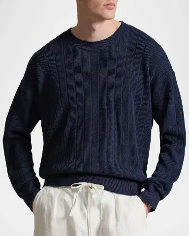 Polo Ralph Lauren Men's Relaxed Fit Textured Linen Sweater | Thumbnail 6 Polo Ralph Lauren Men's Relaxed Fit Textured Linen Sweater | Thumbnail 6
