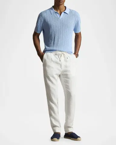 Polo Ralph Lauren Men's Linen Johnny-Collar Short-Sleeve Sweater | Thumbnail 2 Polo Ralph Lauren Men's Linen Johnny-Collar Short-Sleeve Sweater | Thumbnail 2