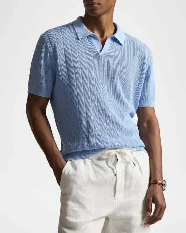 Polo Ralph Lauren Men's Linen Johnny-Collar Short-Sleeve Sweater | Thumbnail 4 Polo Ralph Lauren Men's Linen Johnny-Collar Short-Sleeve Sweater | Thumbnail 4