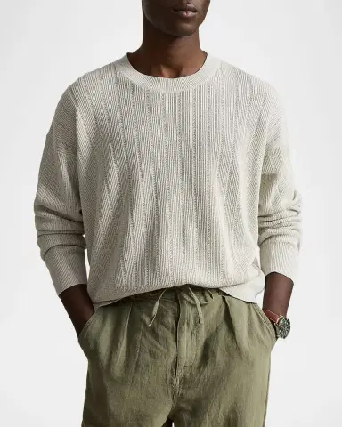 Polo Ralph Lauren Men's Relaxed Fit Textured Linen Crewneck Sweater | Thumbnail 4