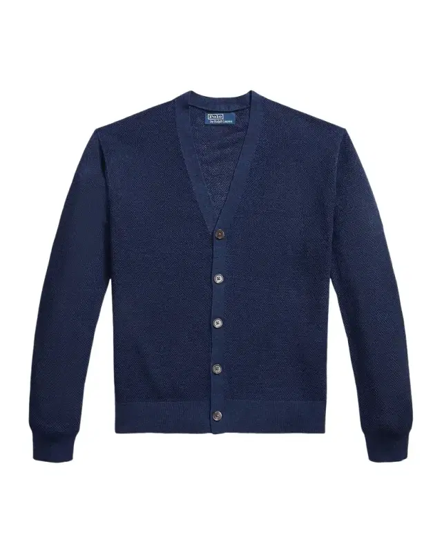 Men 's Relaxed Fit Piqué-Knit Linen Cardigan