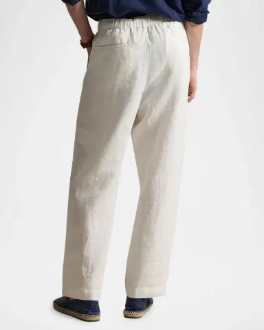 Ralph Lauren Purple Label Men's Relaxed Fit Pleated Linen Drawstring Pants | Thumbnail 3 Ralph Lauren Purple Label Men's Relaxed Fit Pleated Linen Drawstring Pants | Thumbnail 3