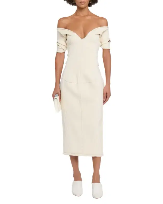 Off-The-Shoulder Midi Sweater Dress