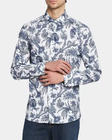 Etro Men's Floral Paisley Stretch Cotton Sport Shirt | Thumbnail 4 Etro Men's Floral Paisley Stretch Cotton Sport Shirt | Thumbnail 4