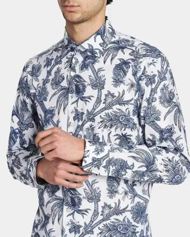Etro Men's Floral Paisley Stretch Cotton Sport Shirt | Thumbnail 5 Etro Men's Floral Paisley Stretch Cotton Sport Shirt | Thumbnail 5