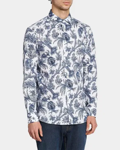 Etro Men's Floral Paisley Stretch Cotton Sport Shirt | Thumbnail 6 Etro Men's Floral Paisley Stretch Cotton Sport Shirt | Thumbnail 6