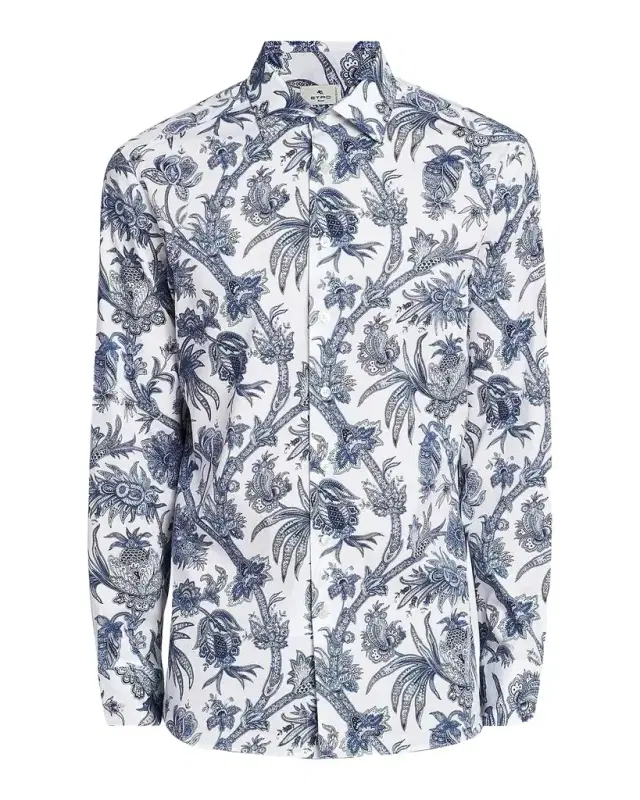Men 's Floral Paisley Stretch Cotton Sport Shirt