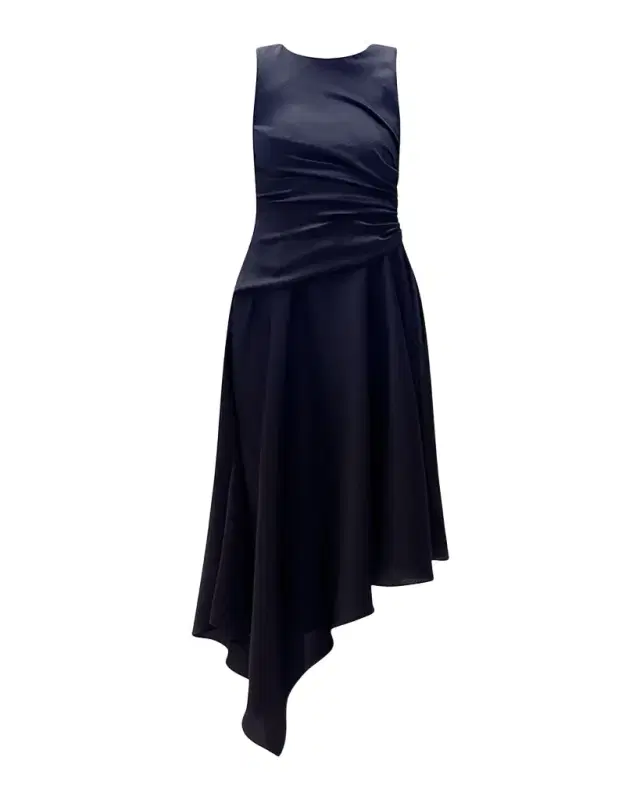 Amsale Asymmetric Sleeveless Midi Dress