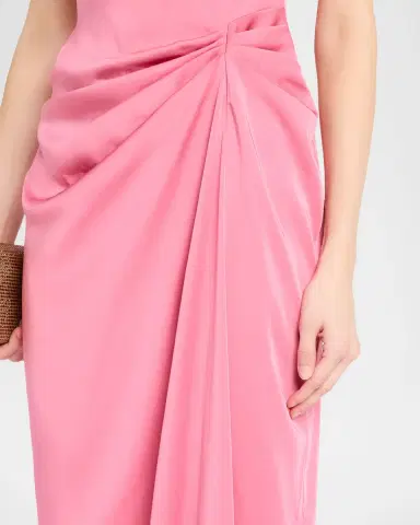 Lapointe Lightweight Satin Long Ruched Dress | Thumbnail 5 Lapointe Lightweight Satin Long Ruched Dress | Thumbnail 5
