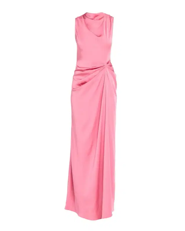 LAPOINTE Lightweight Satin Long Ruched Dress