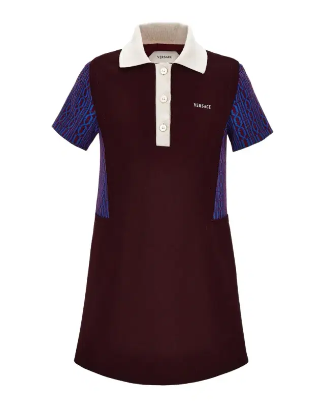 Versace Girl 's Milano Jersey Jacquard Polo Dress, Size 4-14