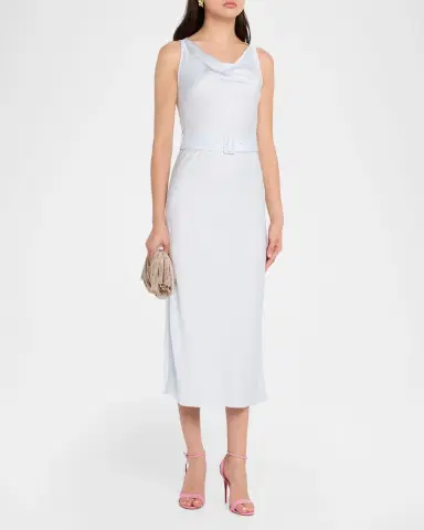 Lapointe Satin Sleeveless Belted Dress | Thumbnail 4