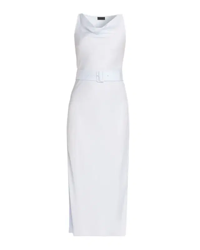 Satin Sleeveless Belted Dress