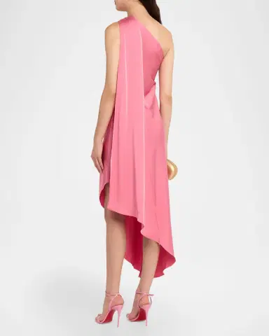 Lapointe Satin One-Shoulder Midi Dress | Thumbnail 3 Lapointe Satin One-Shoulder Midi Dress | Thumbnail 3