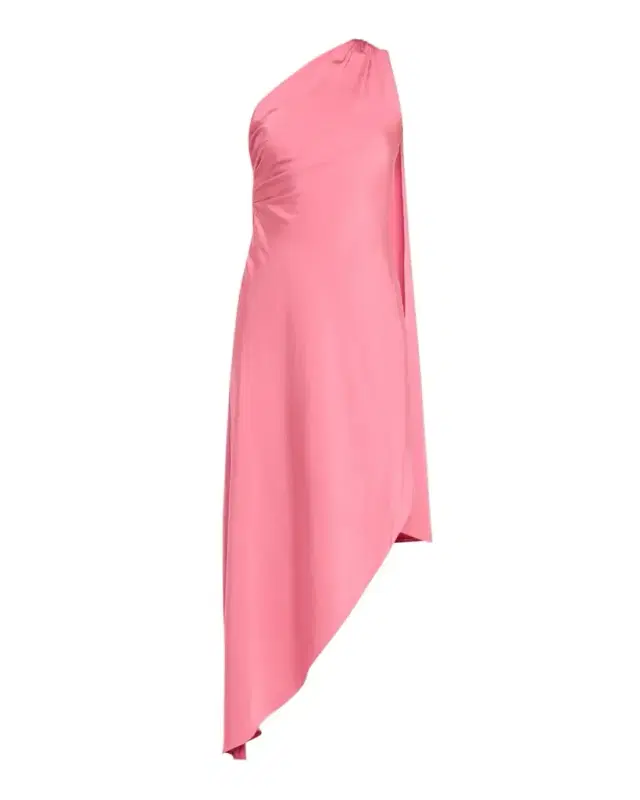 Satin One-Shoulder Midi Dress