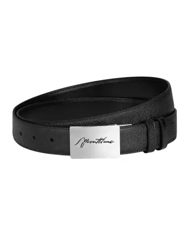 Montblanc Men's Cursive Plate-Buckle Reversible Leather Belt | Thumbnail 3 Montblanc Men's Cursive Plate-Buckle Reversible Leather Belt | Thumbnail 3