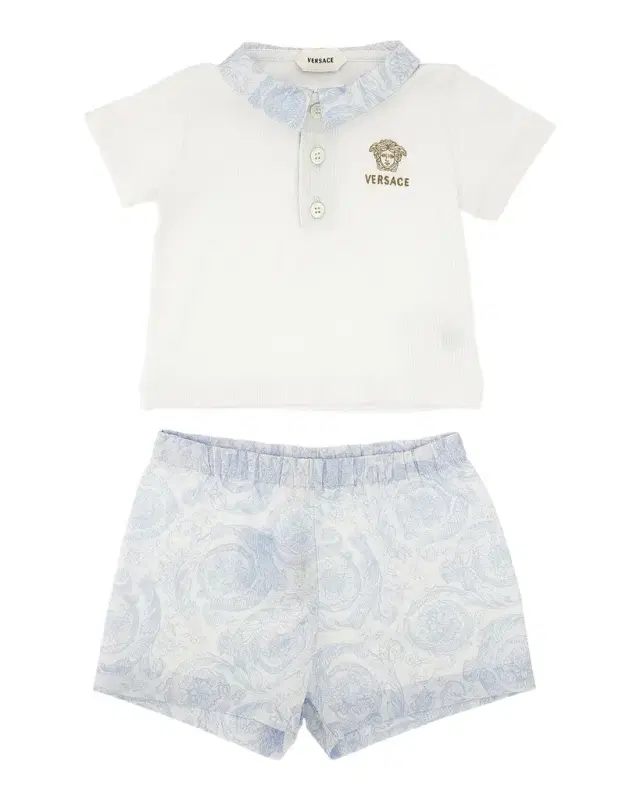 Versace Boy 's Barocco Polo Shirt & Shorts Set, Size 6M-18M