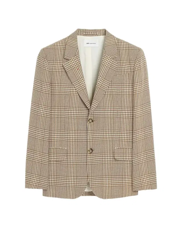 Ami Paris Men 's Houndstooth Glen Plaid Wool Single-Breasted Blazer