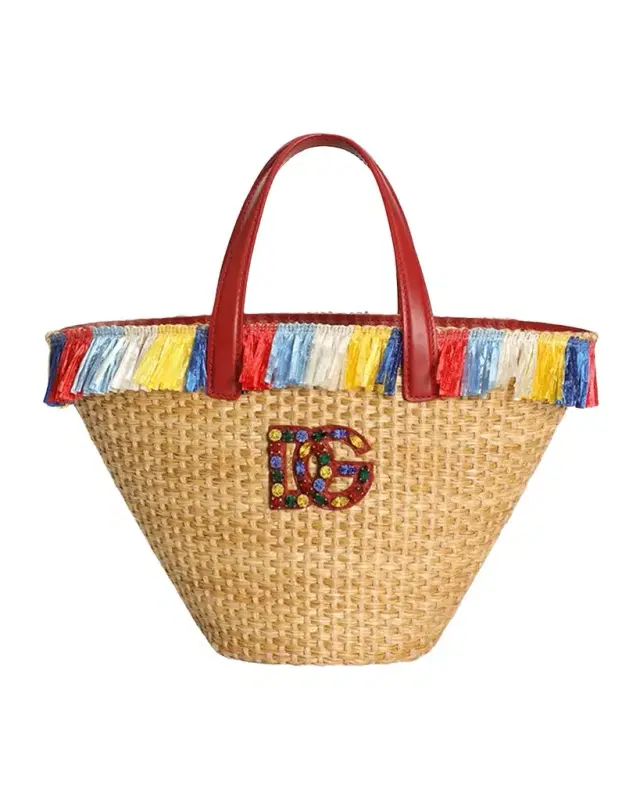 Dolce & Gabbana Kid 's DG Straw Fringed Tote Bag
