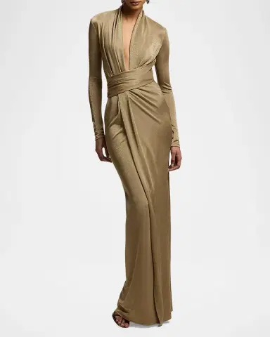 Ralph Lauren Collection Ashten Metallic Jersey Evening Dress | Thumbnail 2 Ralph Lauren Collection Ashten Metallic Jersey Evening Dress | Thumbnail 2