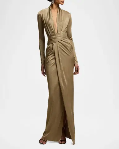 Ralph Lauren Collection Ashten Metallic Jersey Evening Dress | Thumbnail 4 Ralph Lauren Collection Ashten Metallic Jersey Evening Dress | Thumbnail 4