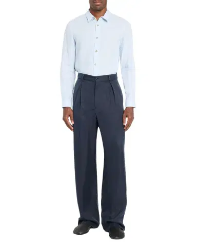 Giorgio Armani Men's Cotton and Lyocell Pleated Wide-Leg Trousers | Thumbnail 1