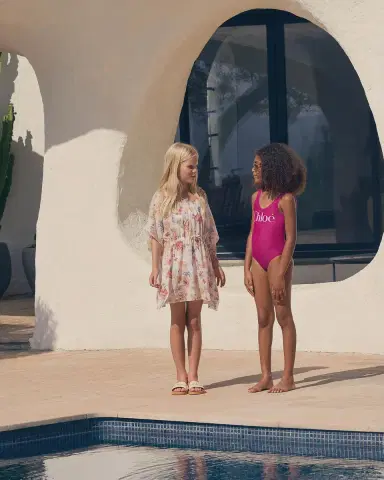 Chloe Girl 's Logo One-Piece Swimsuit, Size 4-14 | Thumbnail 3