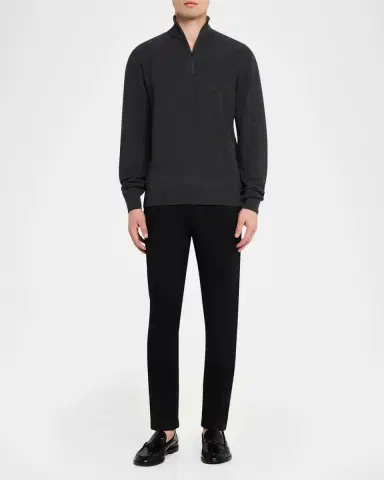 Ralph Lauren Purple Label Men's Piqué-Knit Wool Quarter-Zip Sweater | Thumbnail 2