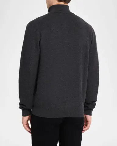 Ralph Lauren Purple Label Men's Piqué-Knit Wool Quarter-Zip Sweater | Thumbnail 3