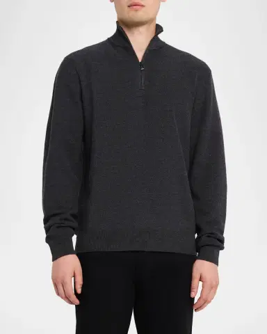 Ralph Lauren Purple Label Men's Piqué-Knit Wool Quarter-Zip Sweater | Thumbnail 4