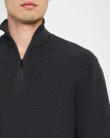 Ralph Lauren Purple Label Men's Piqué-Knit Wool Quarter-Zip Sweater | Thumbnail 5