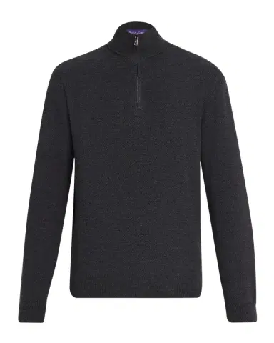 Ralph Lauren Purple Label Men's Piqué-Knit Wool Quarter-Zip Sweater | Thumbnail 1