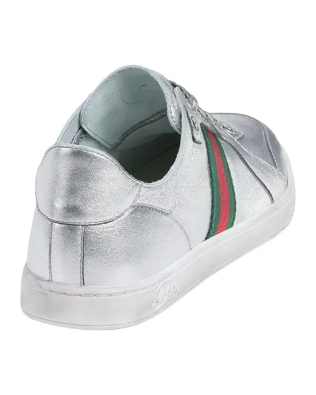 Gucci Coda Metallic Leather Low-Top Sneakers