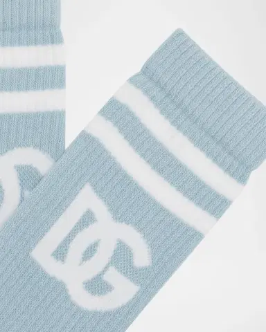 Dolce & Gabbana Men's Monogram Stripe Ribbed Crew Socks | Thumbnail 2