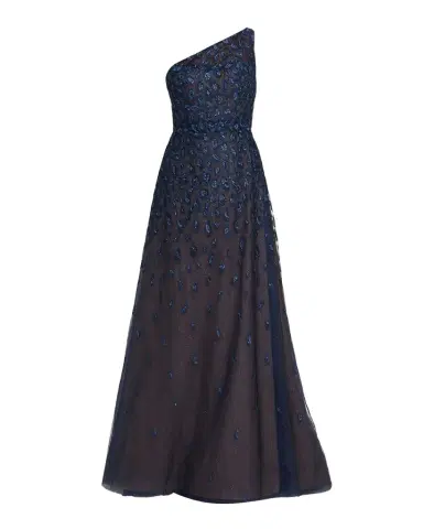 Rene Ruiz Collection Metallic Embroidered One-Shoulder Gown | Thumbnail 1
