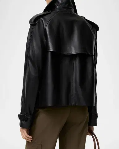Burberry Cropped Leather Mayfair Trench Jacket | Thumbnail 2