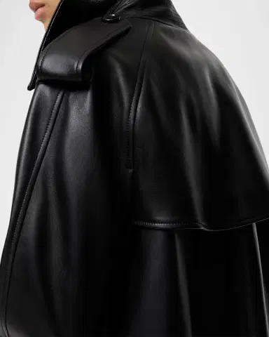 Burberry Cropped Leather Mayfair Trench Jacket | Thumbnail 4