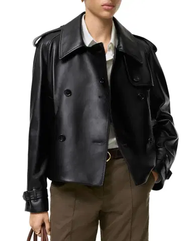 Burberry Cropped Leather Mayfair Trench Jacket | Thumbnail 1